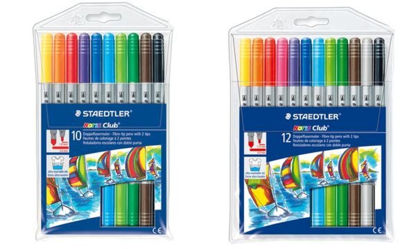 STAEDTLER Doppel-Fasermaler Noris Club, 10er Etui Minenstärke: 1,0 und 3.0 mm, 