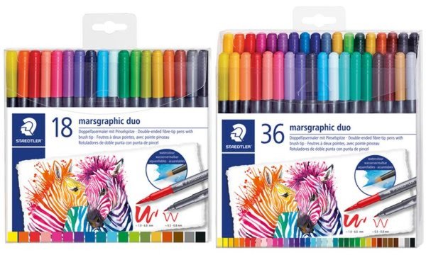 STAEDTLER Doppel-Fasermaler marsgrahic duo, 18er Etui 2 Spitzen
