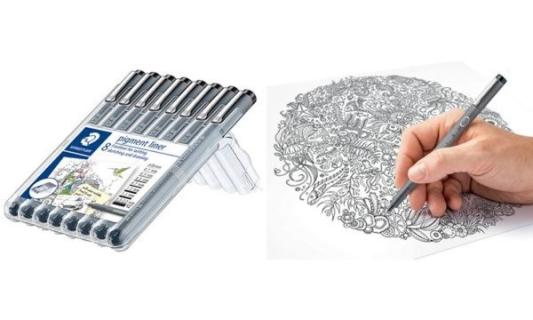 STAEDTLER Pigmentliner, schwarz, 8er Etui lange Metallspitze ideal für Lineale 