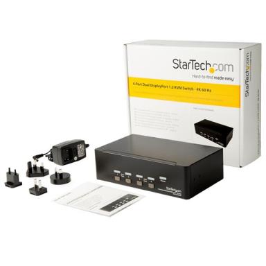 STARTECH.COM 4 Port Dual DisplayPort KVM Switch - DisplayPort 1.2 KVM - 4K 60Hz