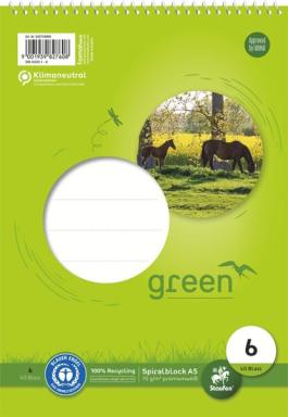 Green Spiralblock Lin6 A5 40 Blatt 70 g/qm, blanko