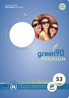 Green Vokabelheft Lin53, A5, 32 Blatt 90 g/qm, mit Mittellinie