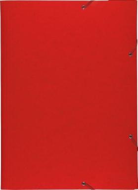 Sammelmappe/Eckspannermappe A3 600g Manila rot m. 3 Klappen u. Gummiband