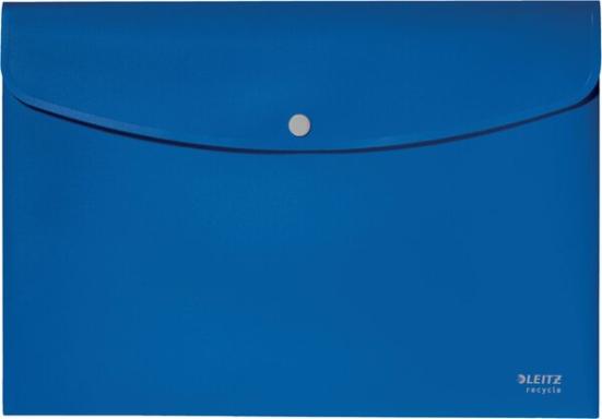 Sammelmappe Recycle, DIN A4, PP, blau Klappe mit Druckknopf, blickdicht