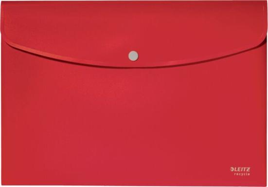 Sammelmappe Recycle, DIN A4, PP, rot Klappe mit Druckknopf, blickdicht