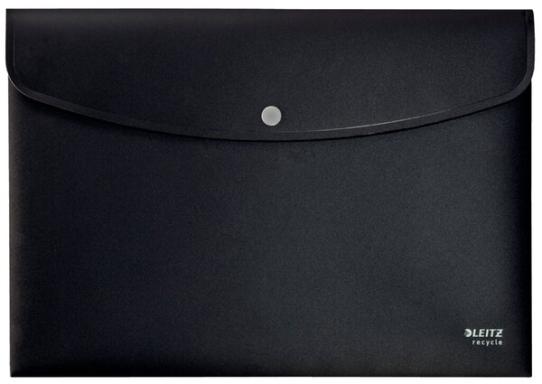 Sammelmappe Recycle schwarz, A4 blickdicht, Druckknopfverschluss,