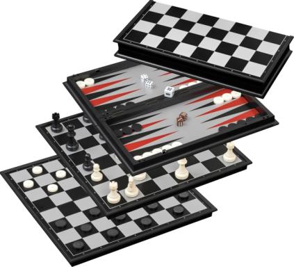 Schach-Backgammon-Dame-Set magnetisch, Nr: 2506