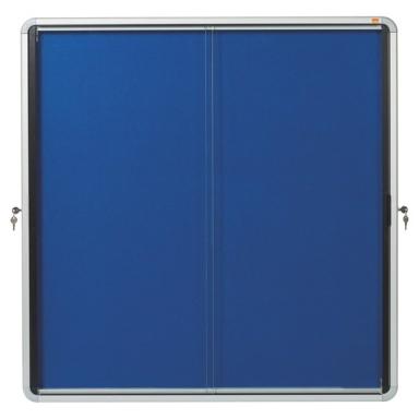 Schaukasten Innen Textil Schiebetür 12xA4, blau, abschließbar