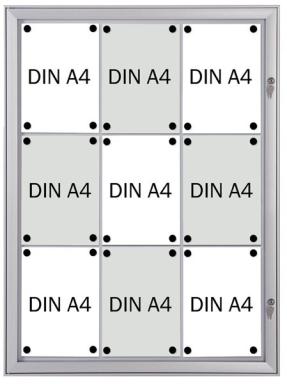 Schaukasten Metall/weiß, 9xA4, Sichtmaß: 66 x 92,2cm, Außenmaß: