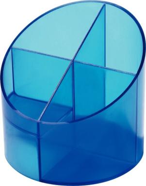 Schreibgeräte Multiköcher blau transluzent, 4 Fächer, Ø110mm