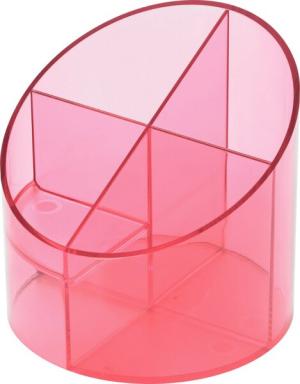 Schreibgeräte Multiköcher rot transluzent, 4 Fächer, Ø110mm