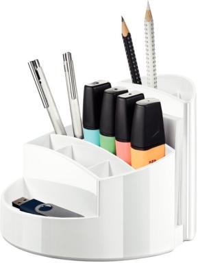 Schreibtisch-Köcher Rondo weiß 9 Fächer, 140x140x109mm, Kunststoff