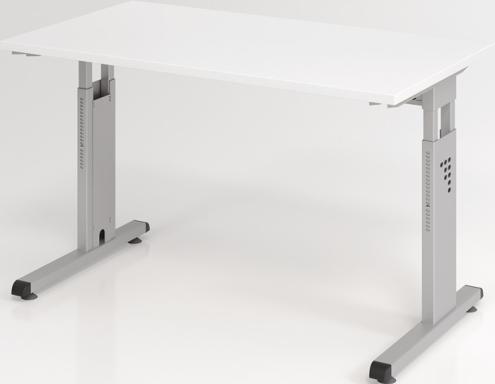Schreibtisch H650-850xB1200xT670mm weiß ger.Form C-Fuß HAMMERBACHER