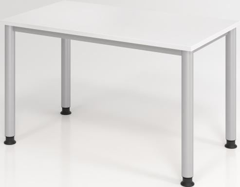 Schreibtisch H685-810xB1200xT670mm weiß ger.Form 4-Fuß HAMMERBACHER