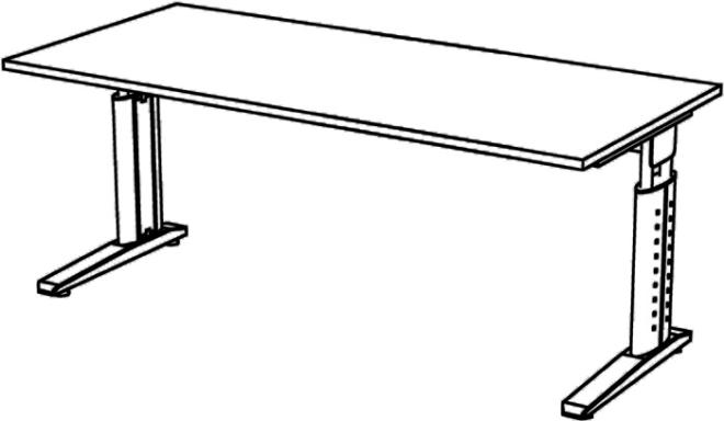 Schreibtisch Teda H680-860xB1800xT800mm lichtgrau ger.Form