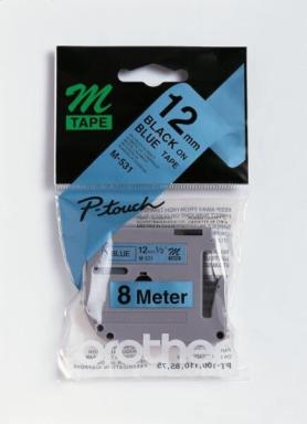 Schriftbandkassette 12mmx8m blau/schwarz für P-touch