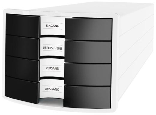 Schubladenbox Impuls 4 Schübe geschlossen, weiß/schwarz