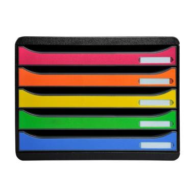 Schubladenbox Querformat, 5 Fächer harlekin, für DIN A4+