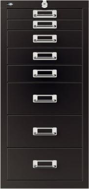 Schubladenschrank ECO, 8 Schubladen, schwarz, DIN A4, 590 x 281,5 x 411,5,