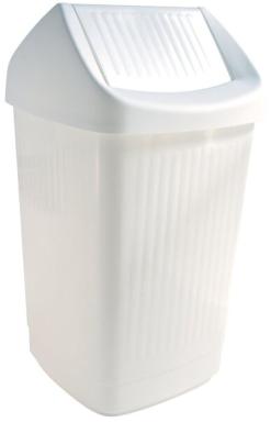 Schwingdeckelabfallbehälter, 25 Liter, weiß, mit Klappe, aus Polystyrol