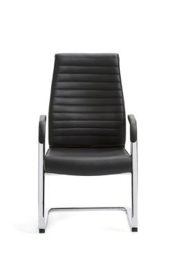 Schwingstuhl DELUXE Leder schwarz mittlerer Rücken, feste Chromarmlehnen