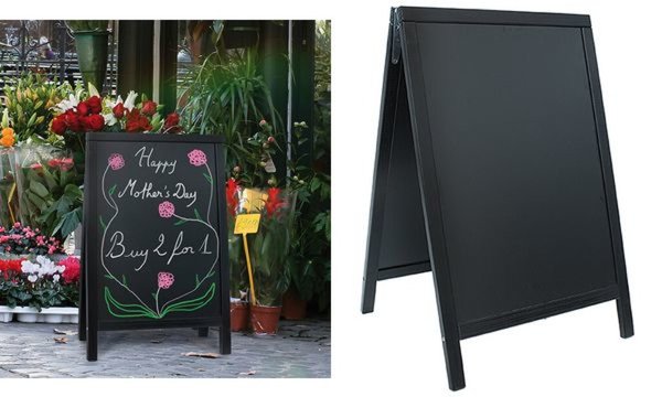 Securit Kundenstopper WOODY, mit Kr eideoberfläche, schwarz (70020009)