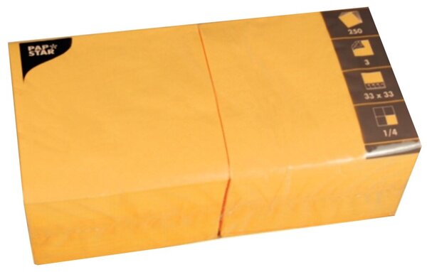 Servietten 33x33cm 1/4 Falz 3lag. gelb unifarbig