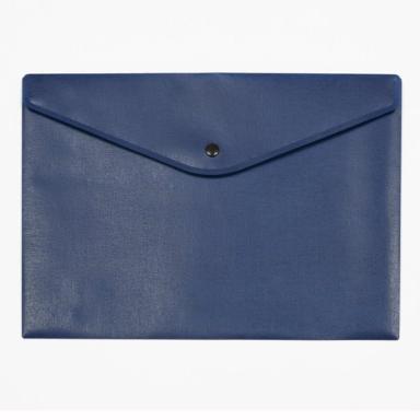 Sichttasche, A4, opak, blau schwarzer Druckknopf, geprägte Folie