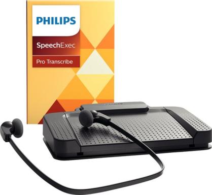 SpeechExec Pro Transkription Set V10 Fußschalter, Kopfhörer, Software