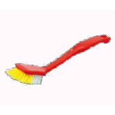 Spülbürste eckig mit Schaber, farbig | 28 cm extra langer Griff, Körper: Kunststoff farbig, Borsten: stabilisiertes PP