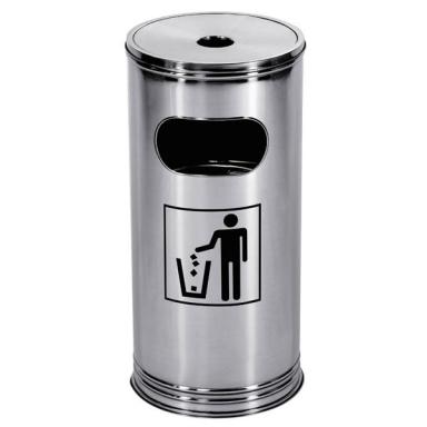 Standaschenbecher Edelstahl silber mit Einsatz, Höhe 60 cm herausnehmbarer Inneneimer aus Eisenblech