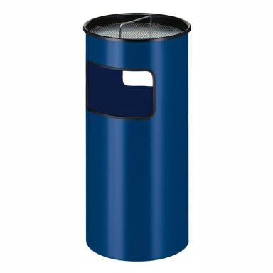Standaschenbecher mit 50-Liter-Abfallbehälter, Metall, rund, mit Sieb, Inneneimer schwarz Metall | Farbe: blau <br>inklusive 2,5 kg Sand, Ø 32 cm, Höhe 69 cm 