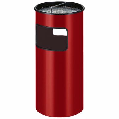 Standaschenbecher mit 50-Liter-Abfallbehälter, Metall, rund, mit Sieb, Inneneimer schwarz Metall | Farbe: rot <br>inklusive 2,5 kg Sand, Ø 32 cm, Höhe 69 cm 