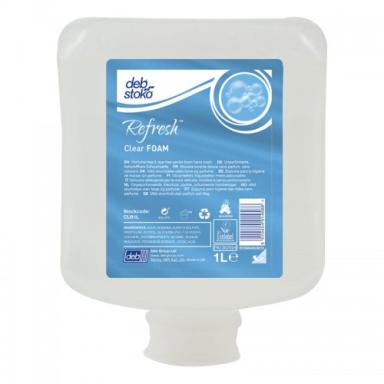 Stoko (deb stoko) Refresh Clear FOAM | 1-Liter-Patrone unparfümierte und farbstofffreie, milde Schaumseife für die Hände