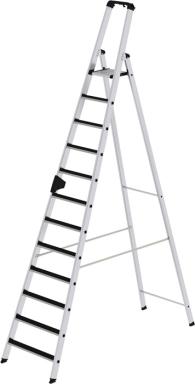 Stufenstehleiter 12 Stufen Alu.Gesamt-H.3450mm m.clip-step Auflage MUNK