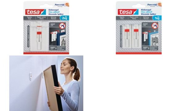 TESA 1x2 Tesa Verstellbarer Klebe- nagel für Tapeten und Putz 2 kg