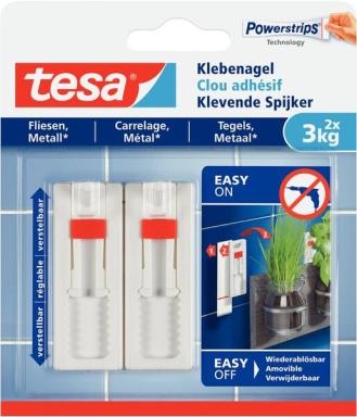 TESA 1x2 Tesa Verstellbarer Klebe- nagel für Fliesen und Metall 3kg
