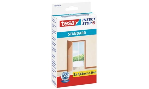 TESA Fliegengitter STANDARD für Türen, 2 x je 0,65 m x 2,20m 2-teilig, waschbar