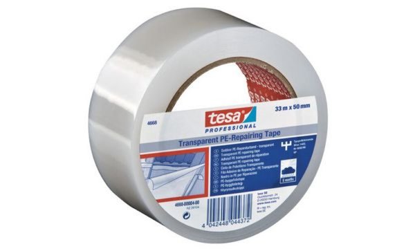 TESA Folienband 4668 MDPE, 50 mm x 33 m, transparent PE-Klebeband mit ausgezeic
