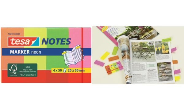 TESA Haftnotizmarker farbig 20x50mm (56691-00000-01) 4x 50 Blatt Pink/Gelb/Grün