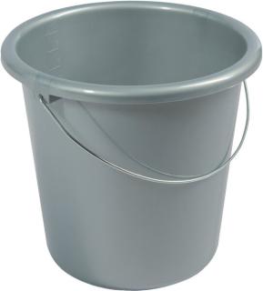 Haushaltseimer, 10 Liter, silber, mit Metallbügel und Maßeinheit,