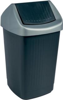 Schwingdeckelabfallbehälter, 25 Liter, anthrazit, mit Klappe, aus Polystyrol