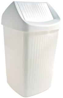 Schwingdeckelabfallbehälter, 50 Liter, weiß, mit Klappe, aus Polystyrol