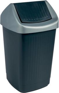 Schwingdeckelabfallbehälter, 50 Liter, anthrazit, mit Klappe, aus Polystyrol