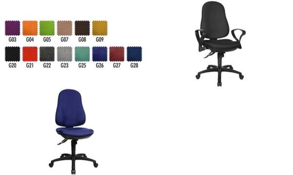 TOPSTAR Bürodrehstuhl "Support SY", Stoff, schwarz Bandscheibensitz, Synchronme