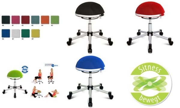 TOPSTAR Fitness-Hocker "Sitness Half Ball", blau Sitzhöhe: 530 - 660 mm, Sitzdu