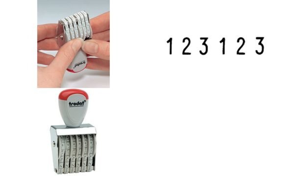 TRODAT Nummernstempel, 8-stellig, Abdruckmaße: 4 x 32 mm vernickeltes Metallgeh
