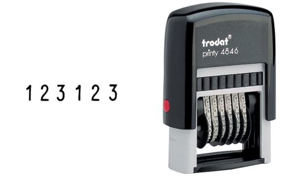TRODAT Nummernstempel Printy 4846, 6-stellig, schwarz Abdruckmaße: 4 x 27 mm, s