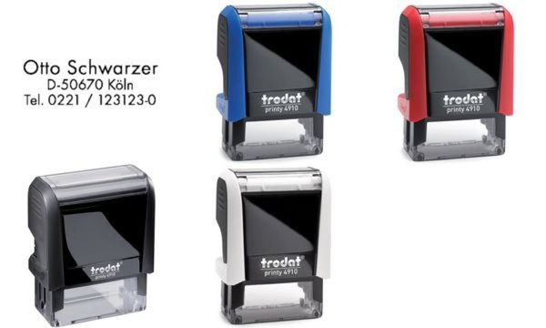 TRODAT Textstempelautomat Printy 4910 4.0, 3-zeilig, schwarz - für den Markt: D