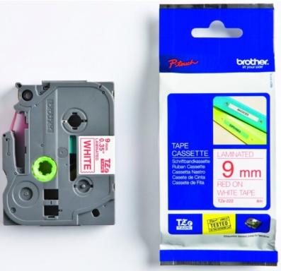 Tape TZE222/weiß/rot/8m/9mm/P-touch 1000